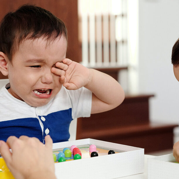 Mother dealing with a toddler meltdown